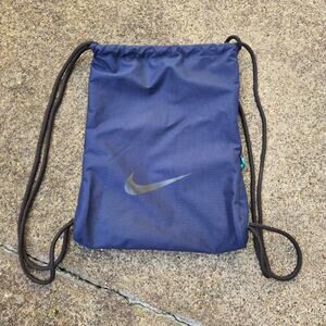 Vtg Y2k NIKE Swoosh Logo Stash Pocket Medium Size Athletic Tote Bag Blue